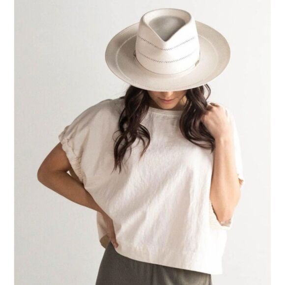 GIGI PIP Accessories - Gigi Pip Arlo Straw Teardrop Fedora Cream Hat